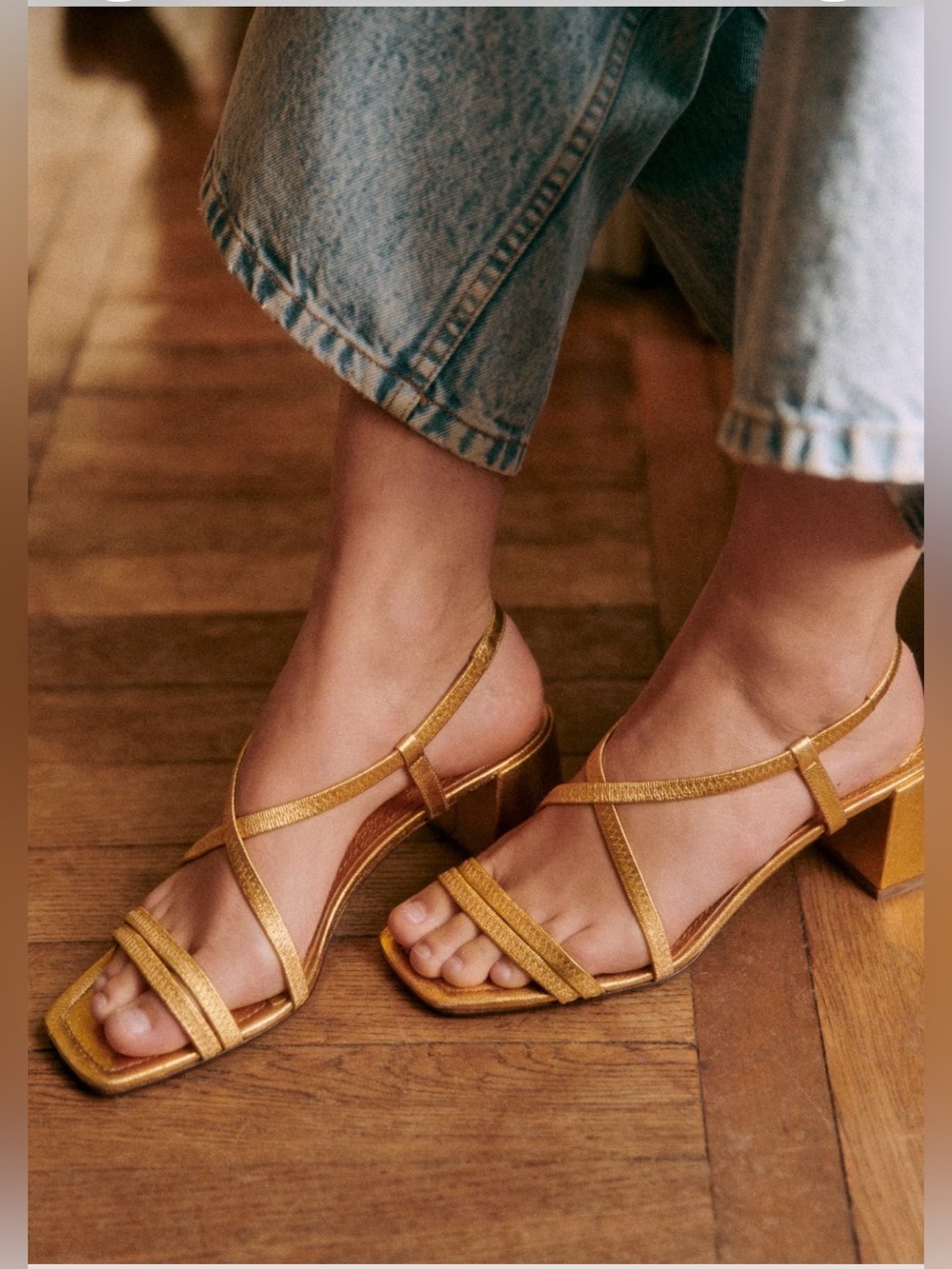 Sézane PERNILLE Sandals Vintage Gold metallic Size 40 ~Brand New in Box